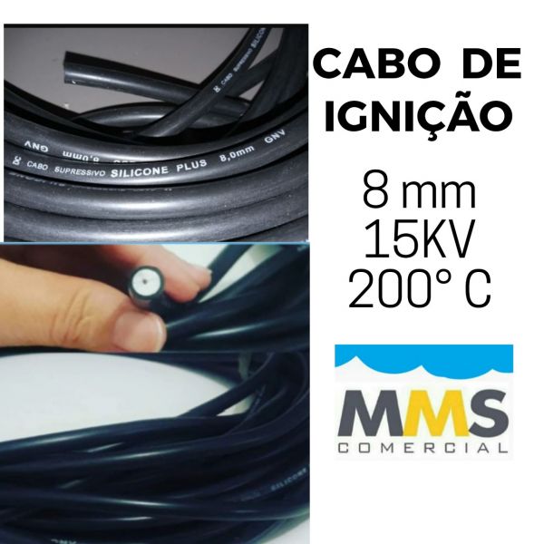 CABO DE IGNIÇÃO SILICONE p/15 KV, até 200ºC( 10 metros )